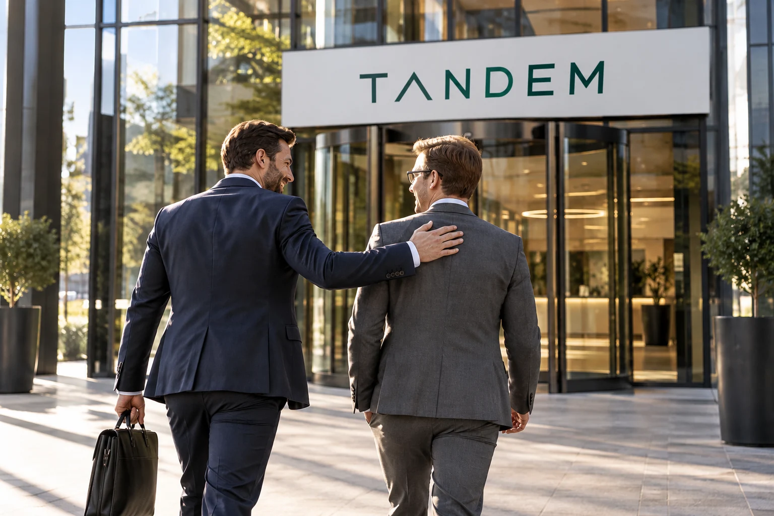 Du verslo partneriai prie TANDEM biuro